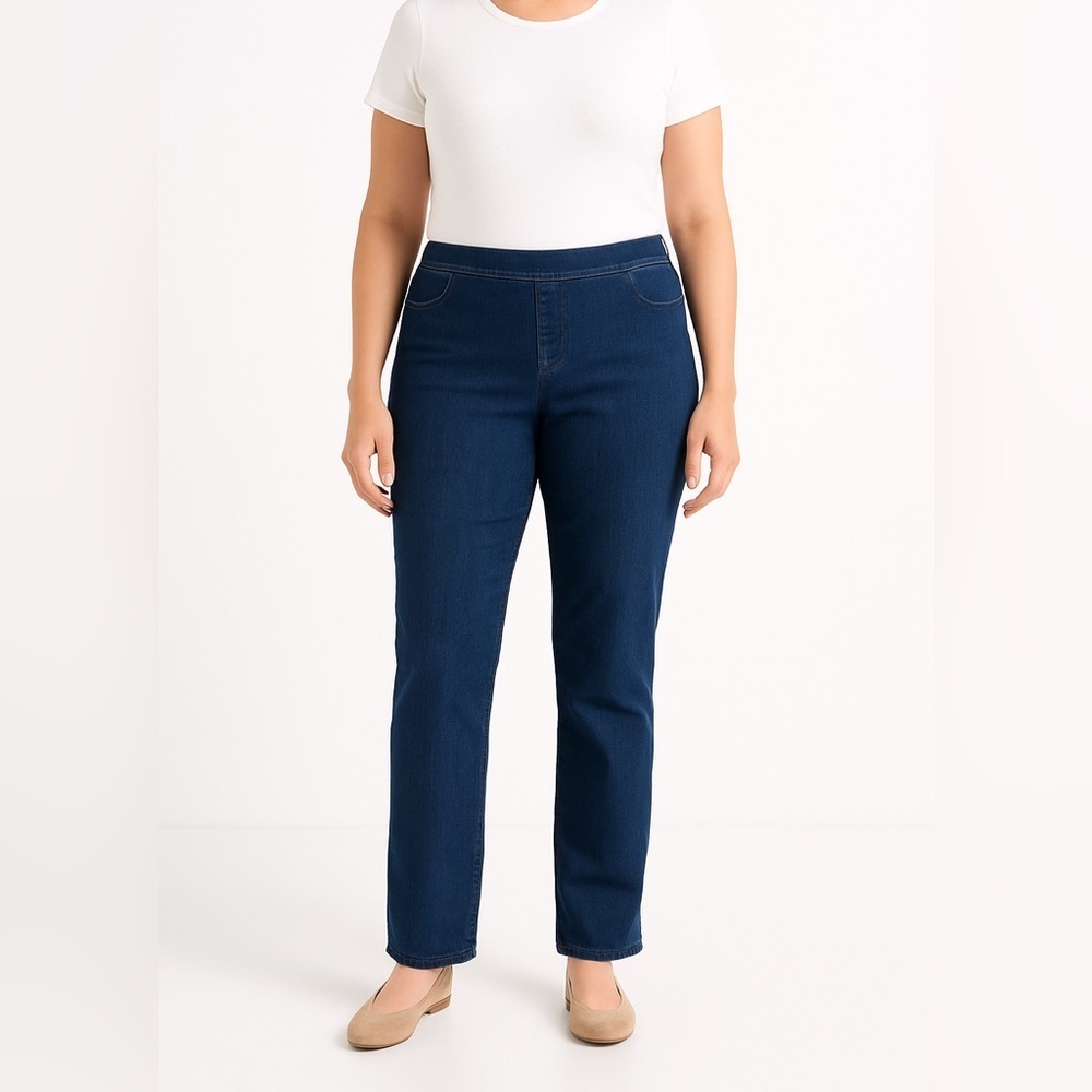 Chico’s Platinum Blue Jeans Size 1.5 ( size 10 )Mid-Rise Straight Leg Denim
